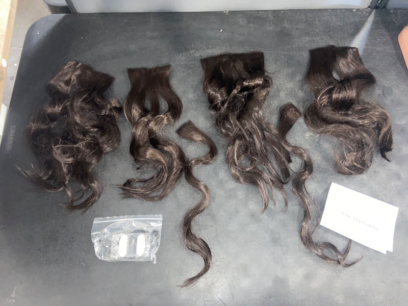 Photo 1 of Clip in Hair Extensions, 6 PCS 1 6 Inch Hair Extensions Clip Ins, Dark Brown Long Wavy Hairpieces(16inch, 6pcs, Dark Brown)