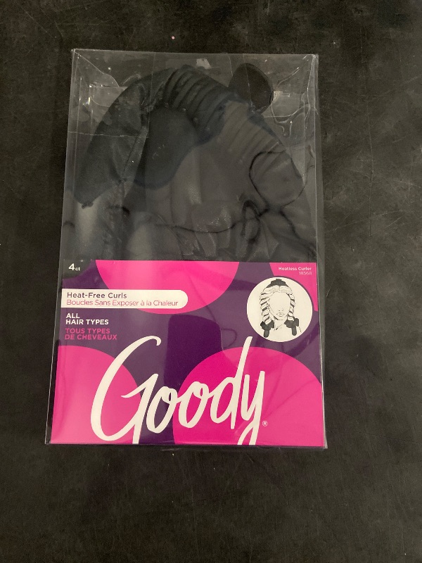 Photo 1 of Goody Heatless Curls, Black - 2 Satin Scrunchies & 1 Large Claw Clip To Hold Satin Roller Rod in Place, Overnight Heat-Free Hair Styling, All Hair Types