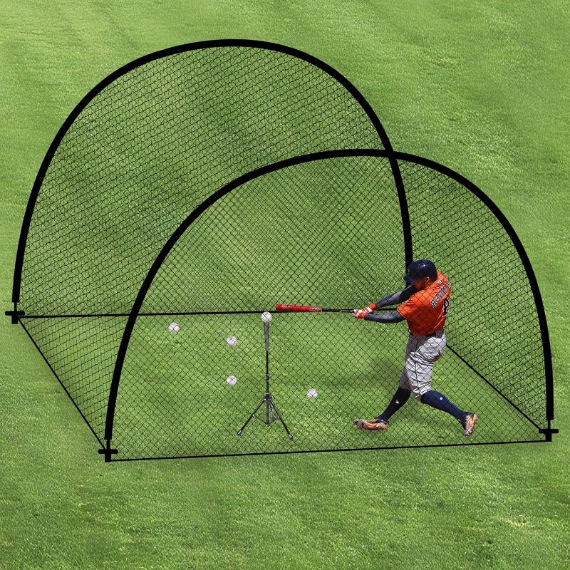Photo 1 of Baseball Batting Cage for Backyard, Softball Cage Batting Net Portable with Carrying Bag Detachable Door with Hitting Target for Batting Training Pitching Practice
