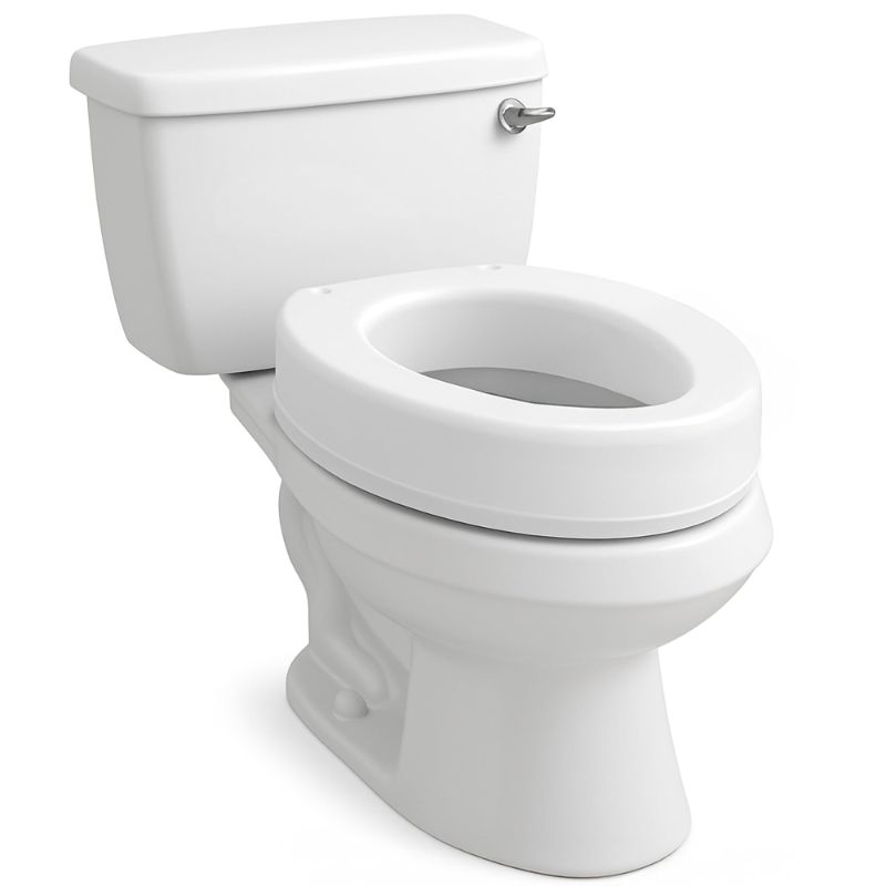 Photo 1 of Carex Toilet Seat Riser, Elongated Raised Toilet Seat Adds 3.5 inches to Toilet Height, for Assistance Bending or Sitting, 300 Pound Weight Capacity Toilet Riser