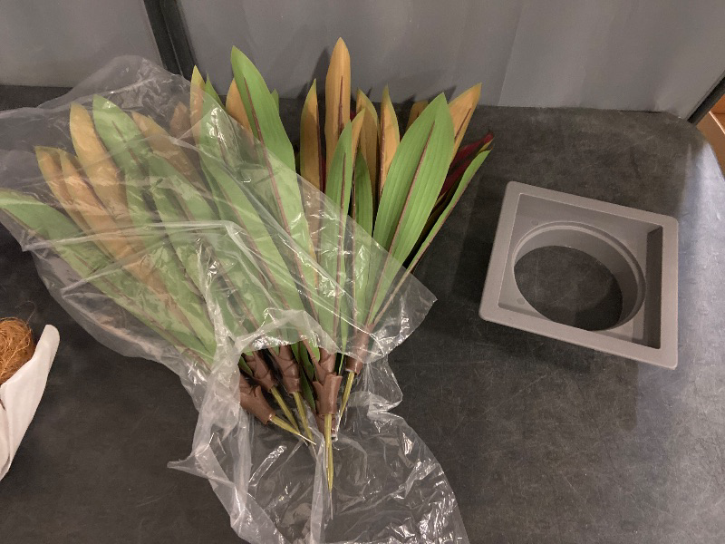 Photo 1 of Artificial Red Dracaena Tree 5FT with 90 Leaves & 6 Heads & Gray Tall Planter Cover with Coconut Fiber Tall Faux Tropical Silk Bicolor Plant 60 Inch for Indoor Home Office Porch Mall Decor
