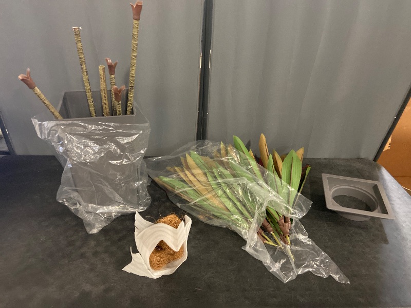 Photo 1 of Artificial Red Dracaena Tree 5FT with 90 Leaves & 6 Heads & Gray Tall Planter Cover with Coconut Fiber Tall Faux Tropical Silk Bicolor Plant 60 Inch for Indoor Home Office Porch Mall Decor
