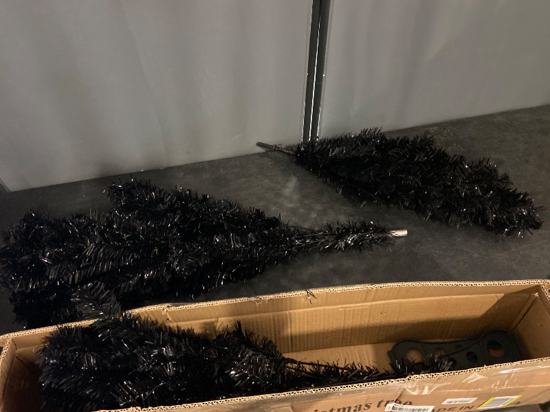 Photo 1 of Black Christmas Tree, 6ft Artificial Tinsel Christmas Tree for Home Decorations?550 Branch Tips Premium Hinged Holiday Xmas Tree for Halloween Decor