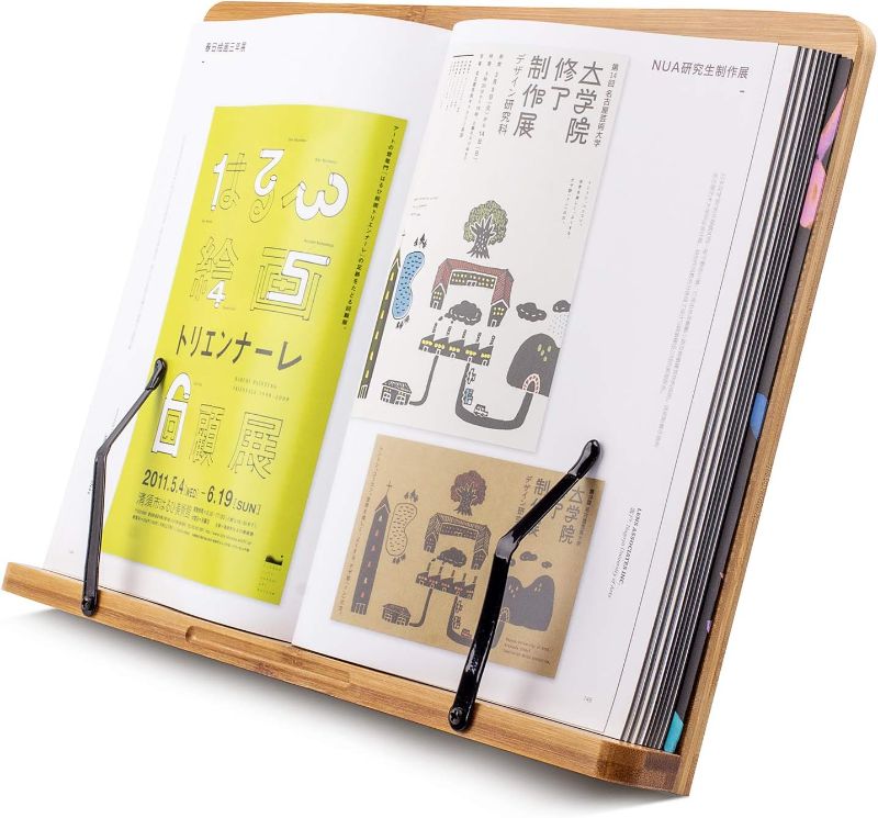 Photo 1 of (19.68 x 14 Inches) Extra Large A+ XL Bamboo Book Stand for Textbooks Reading Hands Free, Cookbook Stand, Laptop, iPad, Tablet PC, Music Book, with Adjustable Motherboard Angle