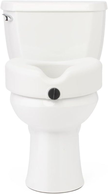 Photo 1 of Medline 5" Elevated Toilet Seat Riser W/Microban Antimicrobial Protection for Seniors, Adults & Handicapped – 350 Lbs. Capacity, White
