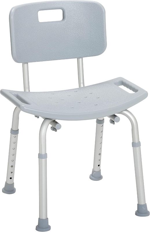 Photo 1 of Drive Medical RTL12202KDR Shower Chair with Back, Adjustable Stool with Suction Feet, Shower Seat for Inside Shower or Tub, Bathroom Bench Bath Chair for Elderly and Disabled, 300 LB Weight Cap, Grey
