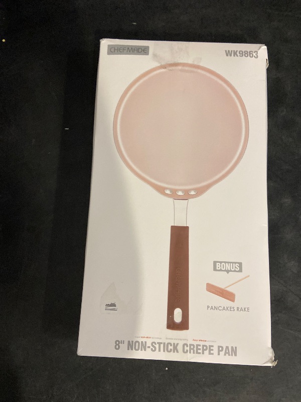 Photo 1 of CHEFMADE Mini Crepe Pan with Bamboo Spreader, 6-Inch Non-Stick Pancake Pan with Insulating Silicone Handle for Gas, Induction, Electric Cooker (Champagne Gold)
