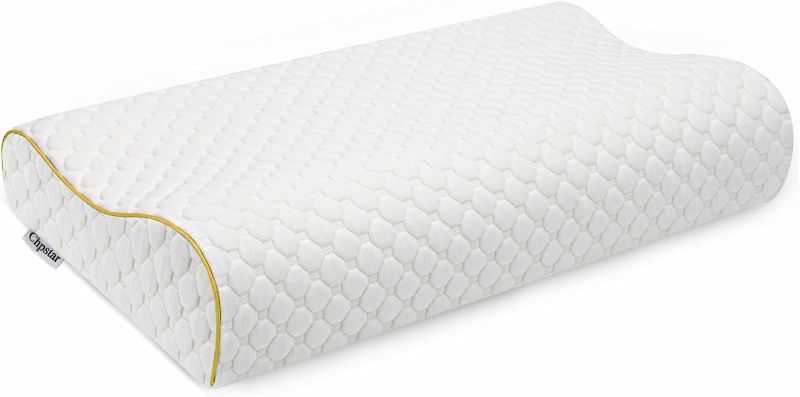 Photo 1 of Memory Foam Pillows, Cervical Neck Side Sleeper Pillow, Bed Contour Pillow for Sleeping, Ergonomic Orthopedic Pillow for Back Stomach Sleeper, Queen,Gold
