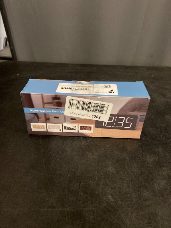 Photo 1 of DreamSky Wooden Digital Alarm Clock for Bedroom - Desk Clock for Living Room with Large Numbers, Dimmer, Loud Alarm for Heavy Sleepers with Volume Control, DST, Office Wood Decor (Plug in Clock)
