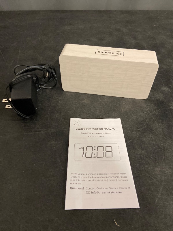 Photo 1 of DreamSky Wooden Digital Alarm Clock for Bedroom - Desk Clock for Living Room with Large Numbers, Dimmer, Loud Alarm for Heavy Sleepers with Volume Control, DST, Office Wood Decor (Plug in Clock)
