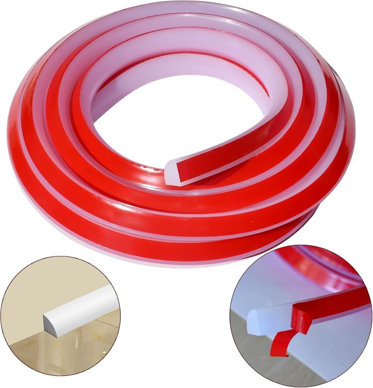 Photo 1 of Flexible Quarter Round Molding, Peel and Stick Bendable Trim for Floors, Kitchen Countertops, Bathrooms, and Shower Corners(White/Black/Grey/Transparent)
