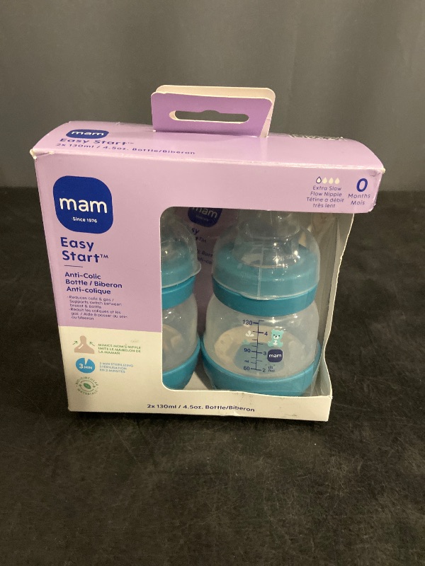 Photo 1 of MAM Easy Start Anti-Colic Baby Bottles, Extra Slow Flow, Breastfeeding-Like Silicone Nipple Bottle, Reduces Colic, Gas, & Reflux, Easy-to-Clean, BPA-Free, Vented Baby Bottles for Newborns, 0-3 Months