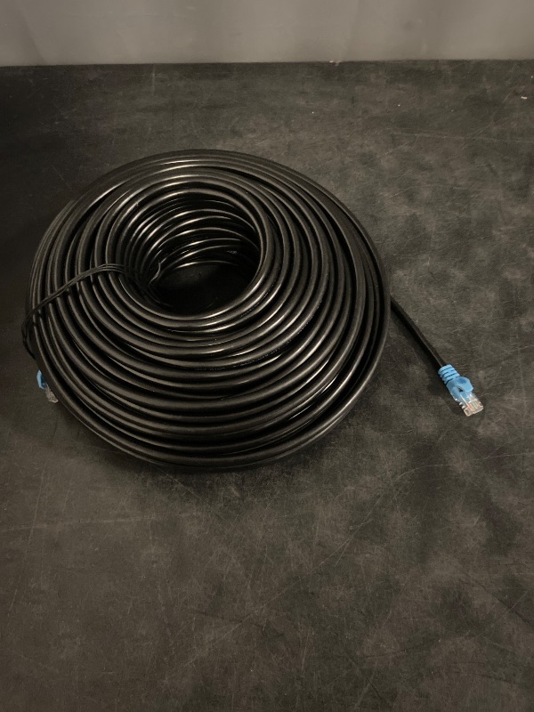 Photo 1 of Cat6 Outdoor Ethernet Cable 150ft, Heavy Duty Double Jackets Internet Cord, Waterproof, Direct Burial, (From 25FT to 500 FT) Support PoE Cat6 Cat5e Cat5 Network, Cat 6 RJ45 Patch Cable with 25 Ties
