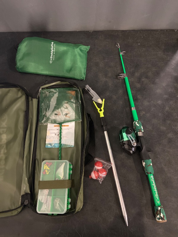 Photo 1 of DaddyGoFish Kids Fishing Pole - Rod Reel Combo Tackle Box Starter Set - First Year Small Dock Gear Kit for Boys Girls Toddler Youth Age Beginner Little Children Junior Anglers