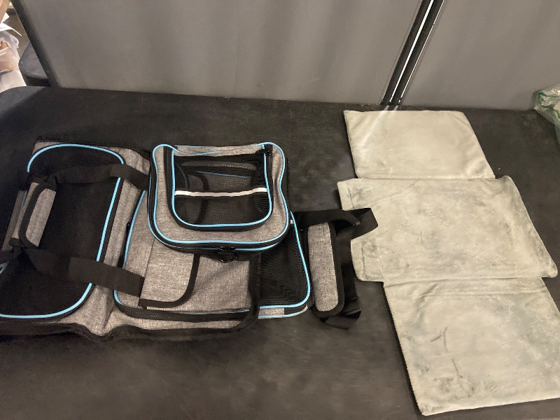 Photo 1 of Airline Approved Pet Carrier, Large Soft Sided Pet Travel TSA Carrier 4 Sides Expandable Cat Collapsible Carriers with Removable Fleece Pad and Pockets for Cats Dogs and Small Animals
