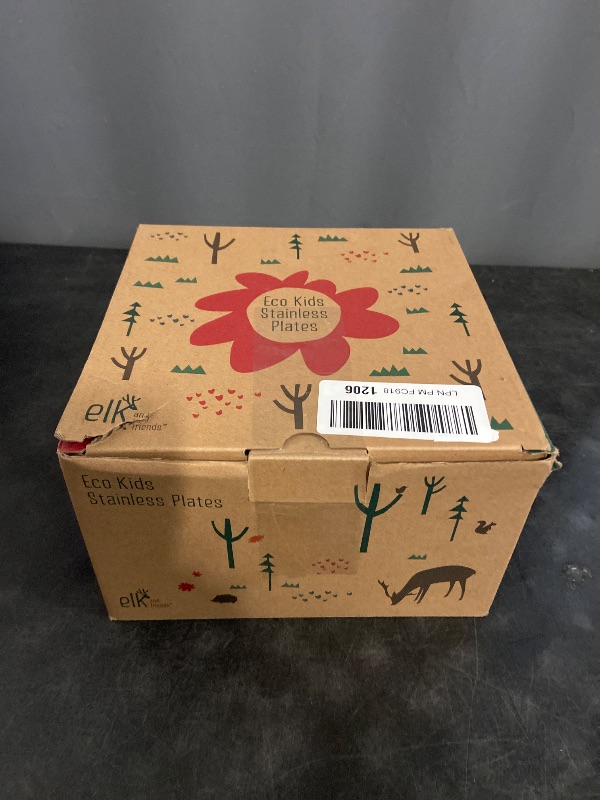 Photo 1 of Elk and Friends 7.8” Stainless Steel Non Divided Plates with Silicone Sleeve + Storage Lid | Baby, Toddler, Kids | Dishwasher Safe | Dinner & Snack Plates | 4 Pack
