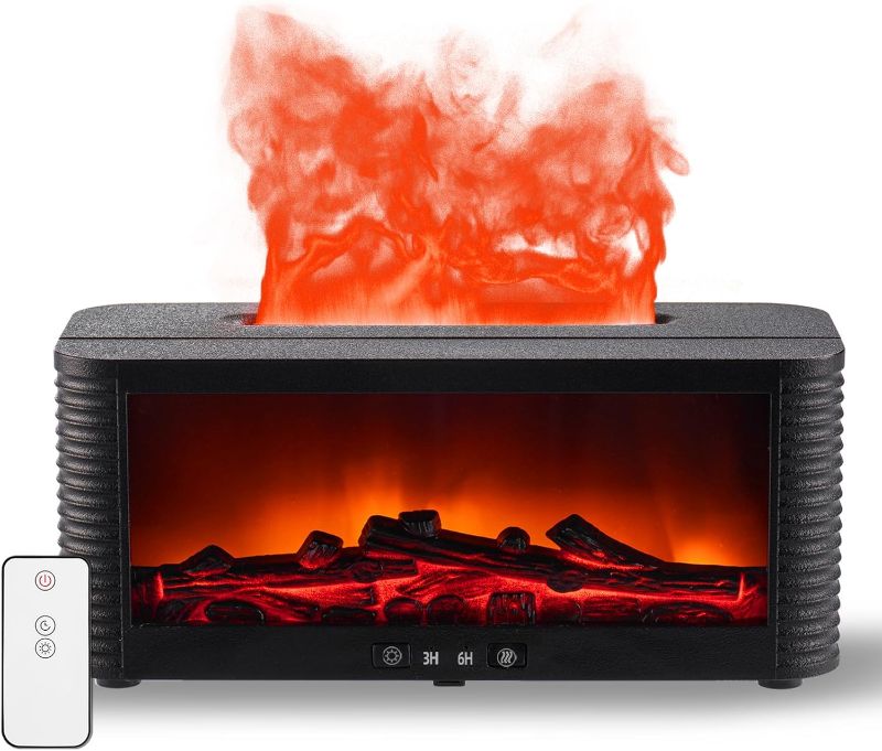 Photo 1 of 2025 Upgraded 9 Color Flame Fireplace Aroma Essential Oil Diffuser,250ml USB Desktop Noiseless Cool Mist Humidifier with Timer Auto-Off Protection for Home,Office, Gift (Black)