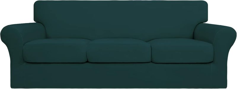 Photo 1 of Easy-Going 4 Pieces Stretch Soft Couch Cover for Dogs - Washable Sofa Slipcover for 3 Separate Cushion Couch - Elastic Furniture Protector for Pets, Kids(Sofa, Deep Teal, Large)
