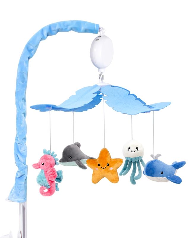 Photo 1 of FEISIKE Baby Crib Mobile with 35 Lullabies, 3 Modes Rotation & Music, Adjustable Volume, Nursery Decor for Boys and Girls (Ocean Theme)
