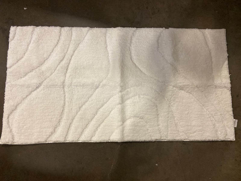 Photo 1 of DEXDE Bathroom Rugs Mat, Soft Plush Shaggy Microfiber Bath Rug, Non Slip Bath Mats for Bathroom Runner Floor, Machine Washable Absorbent Carpet for Shower Tub, White 2x 3'10