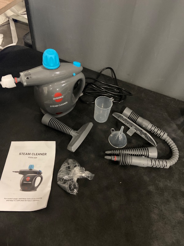 Photo 1 of Handheld Steam Cleaner, Pressurized Multi-Surface Steam Shot with 13 Accessories, Safety Lock, Steamer for Cleaning Floor, Upholstery, Grout, Windows, Couch and Car, Grey
