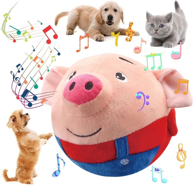 Photo 1 of Interactive Dog Toys,Jumping Squeaky Dog Toys with Recording and Music Modes,Activated Dog Toy Moving Dog Toy for Small/Medium/Large Dogs to Keep Them Busy(Red Pig)
