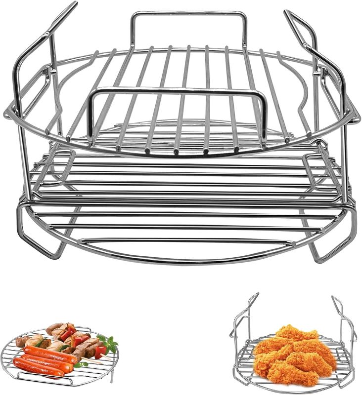 Photo 1 of Air Fryer Wire Rack for Ninja Foodi FD401 12 IN 1 OS401 10 IN 1 8 Quart Pressure Cooker, Stainless Steel Air Fryer Replacement Parts Baking Rack Accessories, Dishwasher Safe

