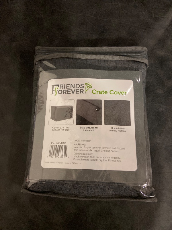 Photo 1 of Friends Forever Metal Dog Crate Cover 30 inch w/Light Blocking Protective Curtain, Dog Cage Cover w/Roller Shades, Machine Washable, Trucker Black