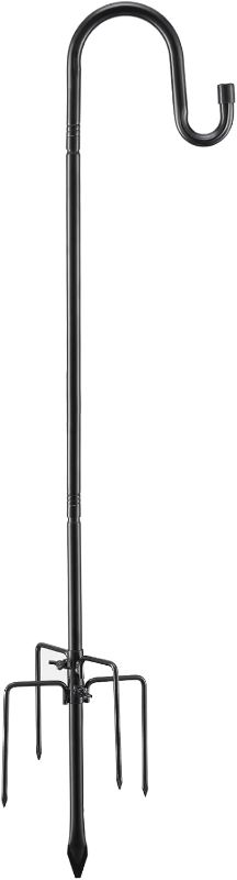 Photo 1 of COCONUT Shepherds Hook for Outdoor, 62 Inch Adjustable Bird Feeder Pole with 5 Prong Base, Garden Hanger Stand for Hummingbird Feeder, Wind Chime, Lantern
