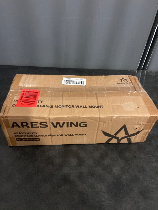 Photo 1 of ARES WING Wall Mount Monitor Arm for 17-49 Inch Ultrawide Screens, Heavy Duty Single Monitor Mount Holds 44 lbs, Fully Adjustable Gas Spring Wall Mount, 75x75/100x100 VESA Mount, White
