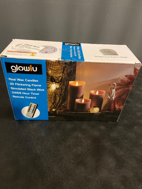 Photo 1 of Fall led Candles with Timer Orange Flameless Pillar Candles Set of 3, Battery Operated Electric Candles for Autumn Halloween Thanksgiving Decor, Harvest
