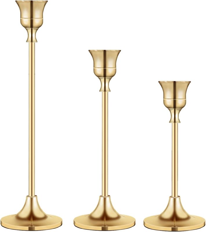 Photo 1 of Candlestick Holders,Taper Candle Holder for Candlesticks Gold Brass Vintage Candle Stick Candle Holder Candelabra Candle Holder for Fireplace Party Dining Home