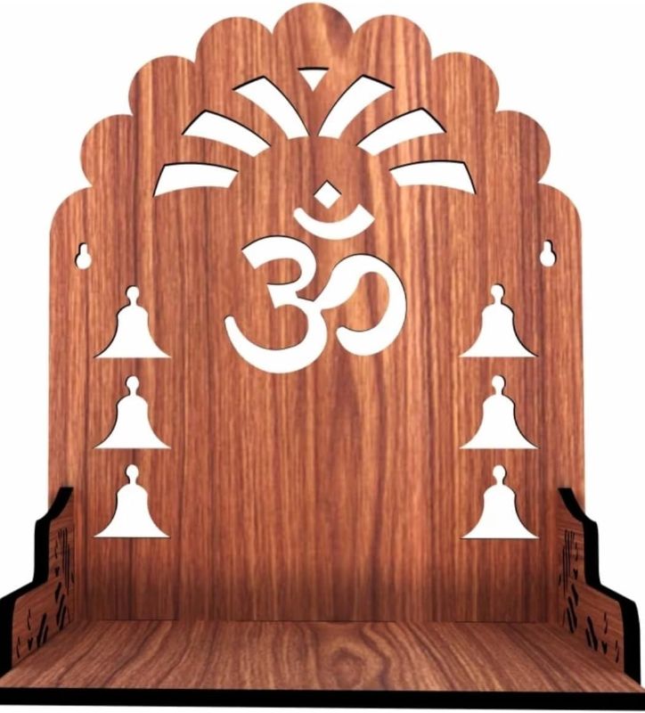 Photo 1 of Generic Wooden Mandir for Pooja Home Decoration Wall Mounten Beautiful Temple Enginerred Wood (02N) (11 INCHES) (Brown) (DIY), MSG2705