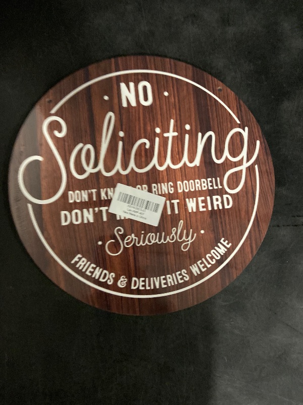 Photo 1 of 10" Wooden Sign for Front Door - No Soliciting, Don't knock or ring doorbell - House Welcome Sign, Funny Round Wood Hanging Sign for House decor home decor, gifts & accessories ?Brown?- 01
