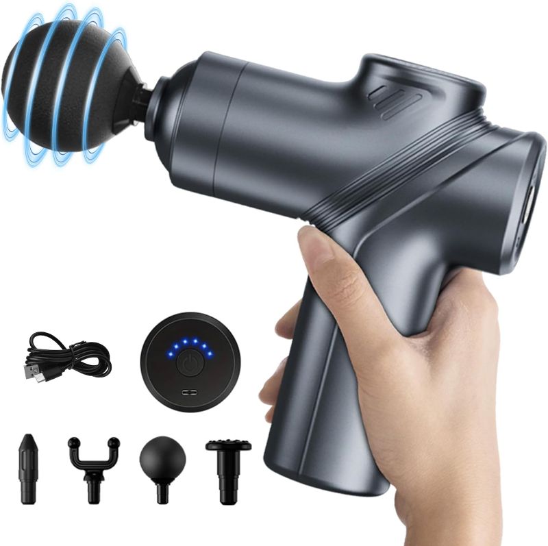 Photo 1 of Massage  Deep Tissue, Silent Brushless Motor and Portable Massage Gun with 4 Interchangeable Heads for Deep Muscle Relief and Relaxation, Relax Gift