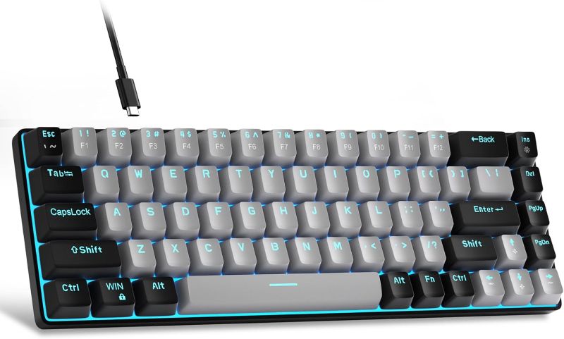 Photo 1 of MageGee Portable 60% Mechanical Gaming Keyboard, MK-Box LED Backlit Compact 68 Keys Mini Wired Office Keyboard with Blue Switch for Windows Laptop PC Mac - Grey/Black
