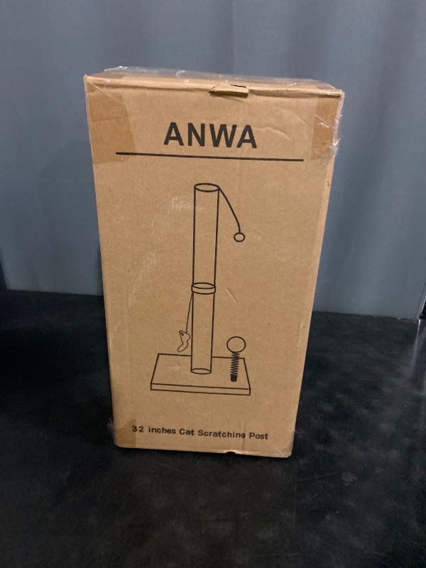 Photo 1 of ANWA 32" Tall Cat Scratching Posts for Indoor Cats, 3-in-1 Vertical Cat Scratching Post with Plush Toys, Premium Sisal Post for Cats at All Ages with Reinforced Stable Base, Beige

