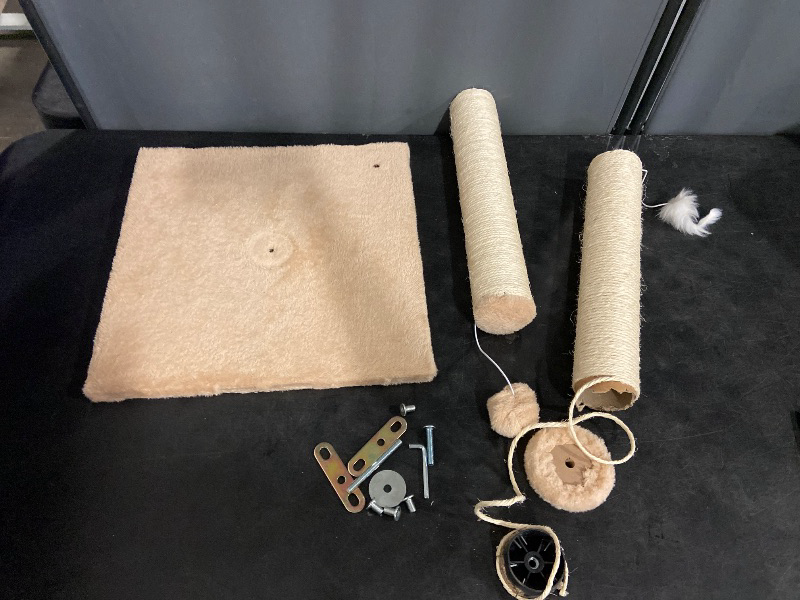 Photo 1 of ANWA 32" Tall Cat Scratching Posts for Indoor Cats, 3-in-1 Vertical Cat Scratching Post with Plush Toys, Premium Sisal Post for Cats at All Ages with Reinforced Stable Base, Beige
