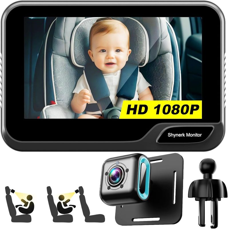 Photo 1 of Baby Car Mirror, 4.3'' HD Night Vision Function Mirror Display, Wide View Baby Car Camera Monitor 1080P Rear Facing Monitor, 360 Rotation Backseat Camera Black YB-405CA
