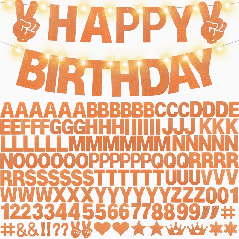 Photo 1 of 167Pcs DIY Glitter Customizable Banner Kit Custom Banners DIY Happy Birthday Letter Banners Personalized Banner Decor for Easter Day Christmas Baby Shower Birthday Party Decorations(Glitter Orange)
