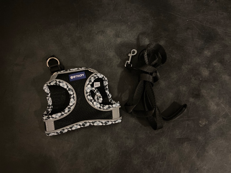 Photo 1 of 2XS AMTOR Small Dog Harness with Leash Set, No Escape Easy Walk Puppy Harnesses for Training Walking, Step-in Reflective Soft Dogs Vest for XS S Medium Extra-Small Large Sized Dog(Blackwhite,XXS)
