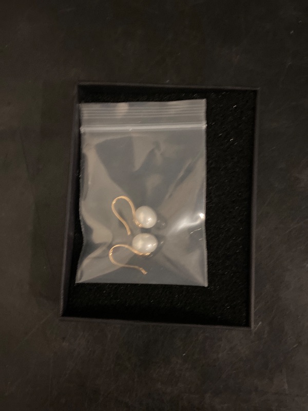 Photo 1 of 925 Sterling Silver Hoop Handpicked AAA+ Quality 7.5-8mm White Freshwater Cultured Pearl Dangle Drop Earrings Jewelry for Women