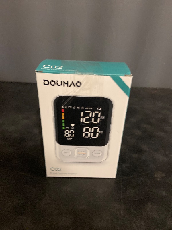 Photo 1 of Blood Pressure Monitor Upper Arm Machine Accurate Adjustable BP Cuff Kit Led Backlit Display 2 Users 240 Sets Memory Includes Storage Bag White
