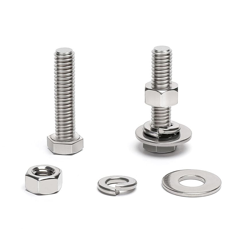 Photo 1 of (15 Sets) 5/16-18 x 1-1/2" Hex Head Screw Bolt, Nuts, Flat Washer & Spring Lock Washers, 18-8 (304) Stainless Steel, Fully Threaded, by Skvltvfyt
