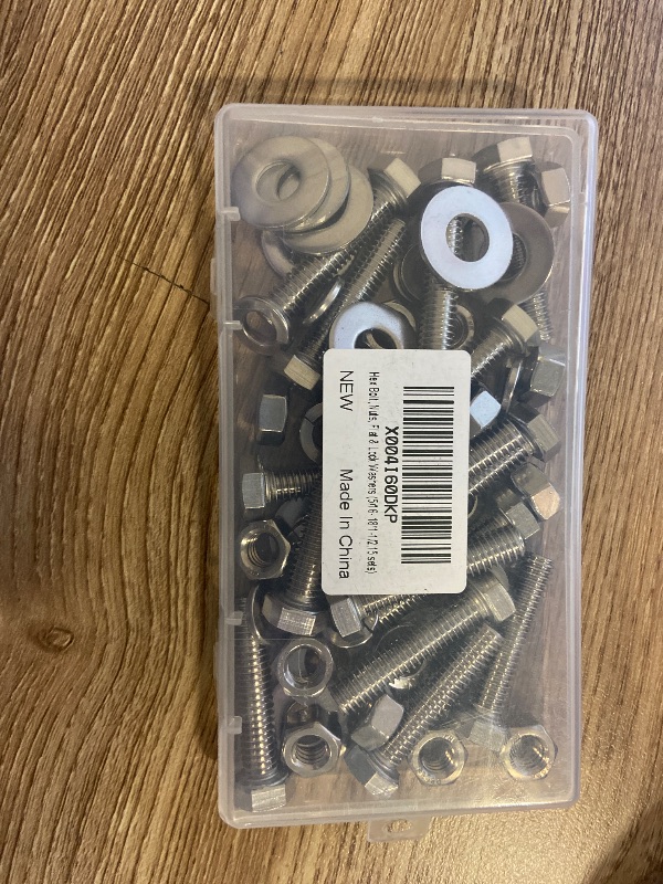 Photo 1 of (15 Sets) 5/16-18 x 1-1/2" Hex Head Screw Bolt, Nuts, Flat Washer & Spring Lock Washers, 18-8 (304) Stainless Steel, Fully Threaded, by Skvltvfyt
