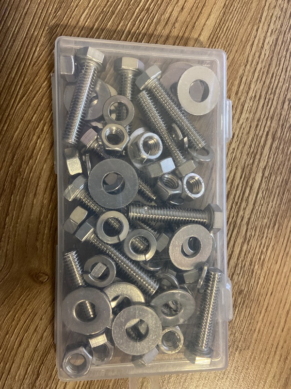 Photo 1 of (15 Sets) 5/16-18 x 1-1/2" Hex Head Screw Bolt, Nuts, Flat Washer & Spring Lock Washers, 18-8 (304) Stainless Steel, Fully Threaded, by Skvltvfyt

