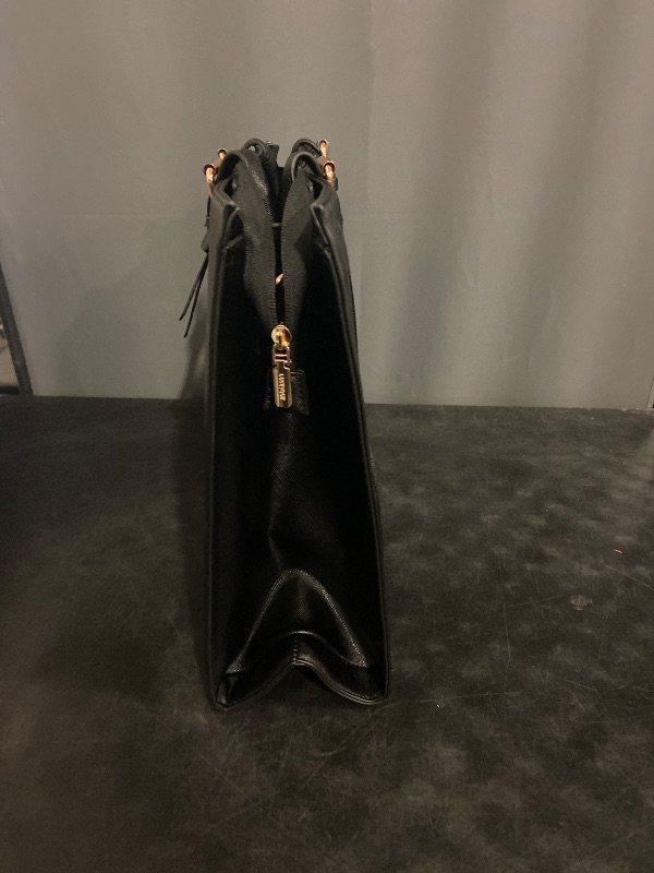 Photo 1 of Laptop Bag for Women 15.6 inch Laptop Tote Bag Waterproof Leather Computer Bag Large Lightweight Briefcase Professional Business Office Work Bag Black