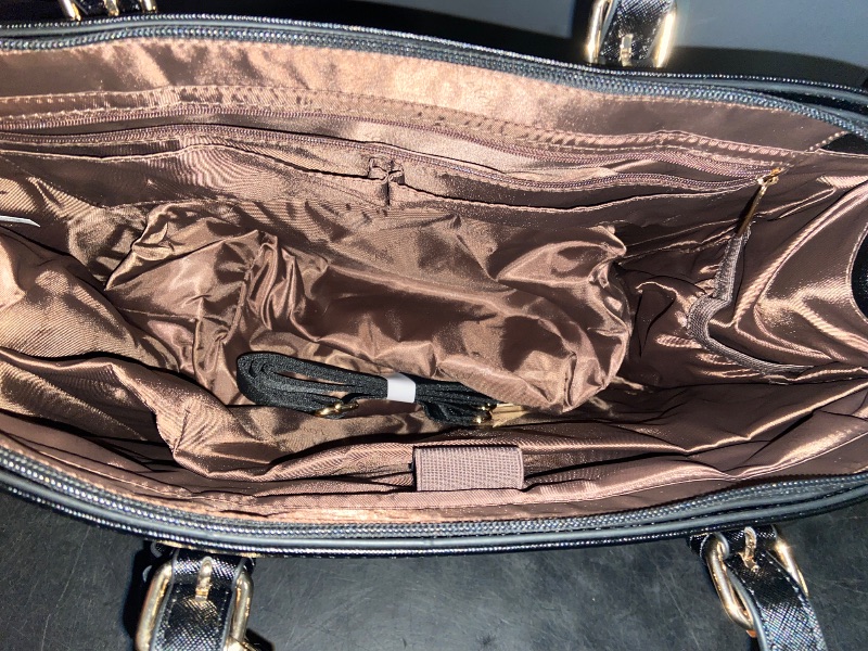 Photo 1 of Laptop Bag for Women 15.6 inch Laptop Tote Bag Waterproof Leather Computer Bag Large Lightweight Briefcase Professional Business Office Work Bag Black