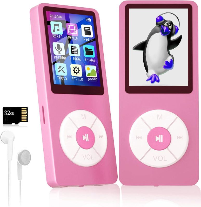 Photo 1 of MP3 Player with 32GB TF Card,Built-in HD Speaker,Portable HiFi Music Player with Video/Voice Recorder/FM Radio/Photo Viewer/E-Book Player for Kids (Pink)
