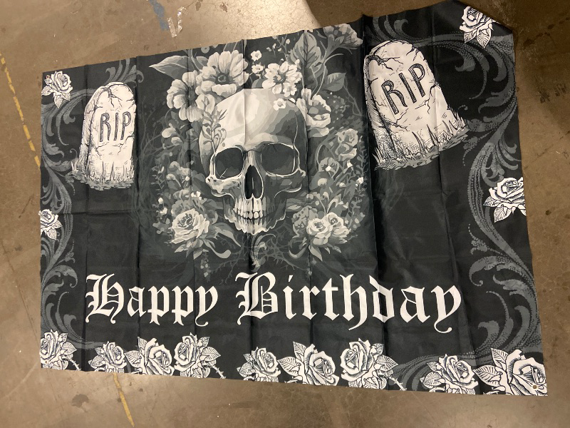 Photo 1 of Farewell Sweet Youth Happy Birthday Banner - Perfect Halloween Party, Tombstone Themed Birthday Party Backdrop Banner Decoration 70.87x47.24in - BECKTEN